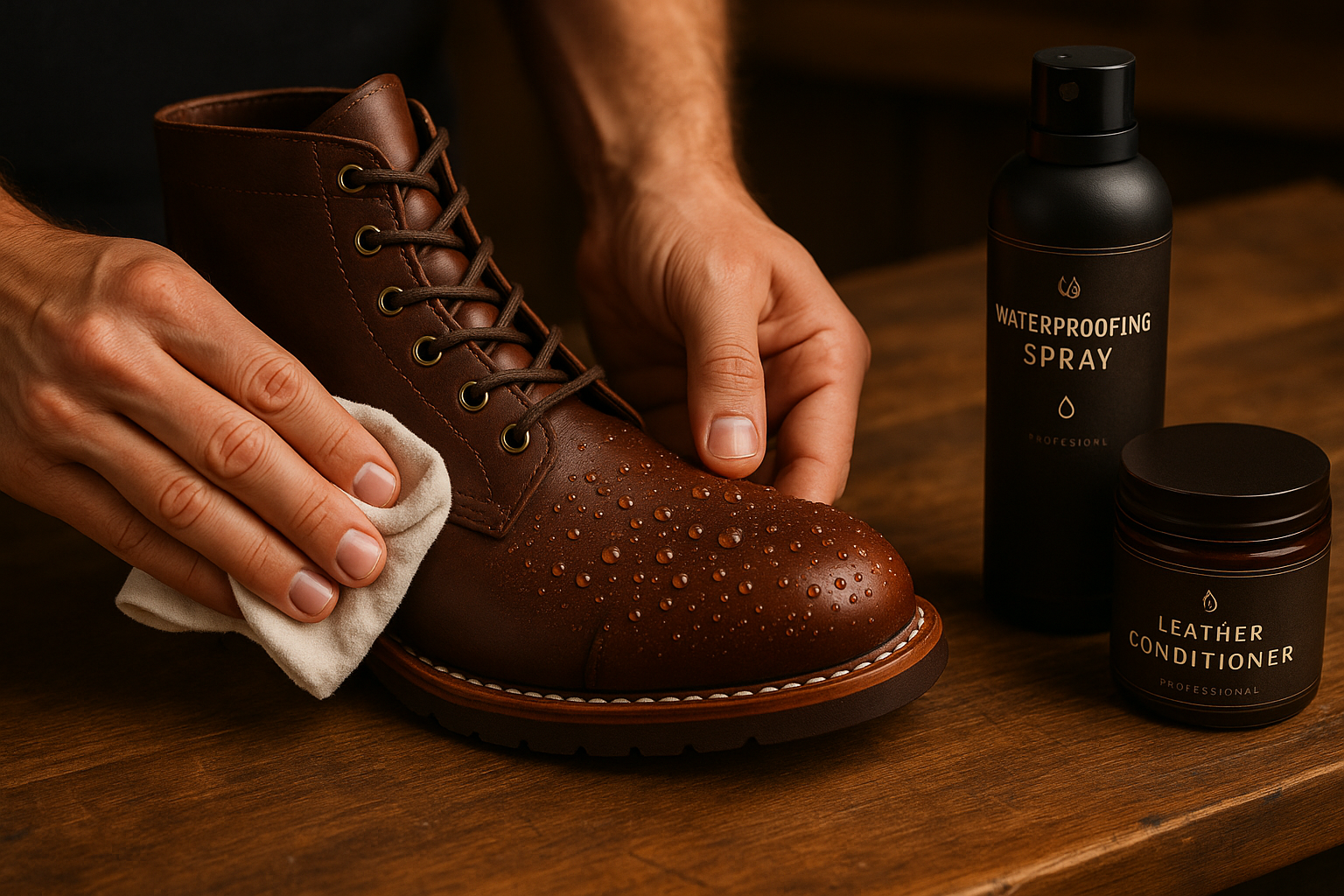 Re-waterproofing leather after cleaning
